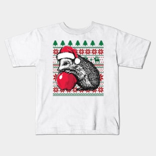 Hedgehog Christmas Pattern Kids T-Shirt